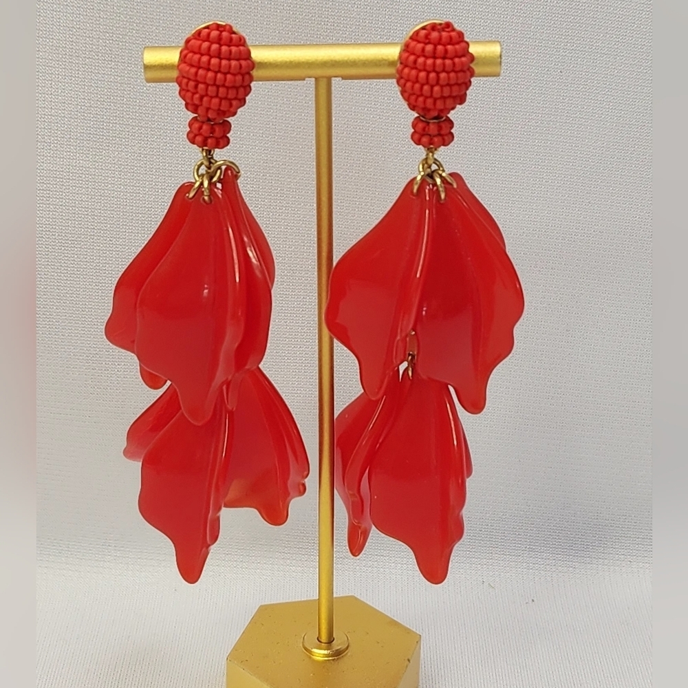 Fantastic Beaded Stud Enamel Dangle Pierced Earrings
